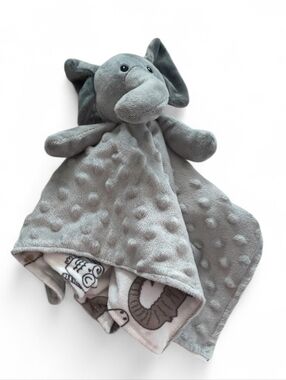BORITAR Gray Elephant Baby Lovey Security Blanket Plush Minky Stuffed Animal